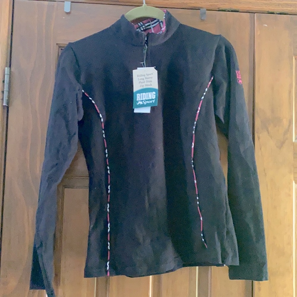 Dover Riding Sport Plaid Trim Zip Mock